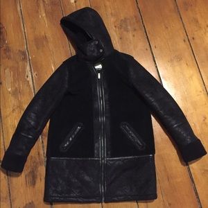 Abercrombie & Fitch Faux Shearling Parka in Black